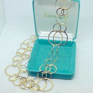 Cookie Lee Long Gold Circle chain Necklace